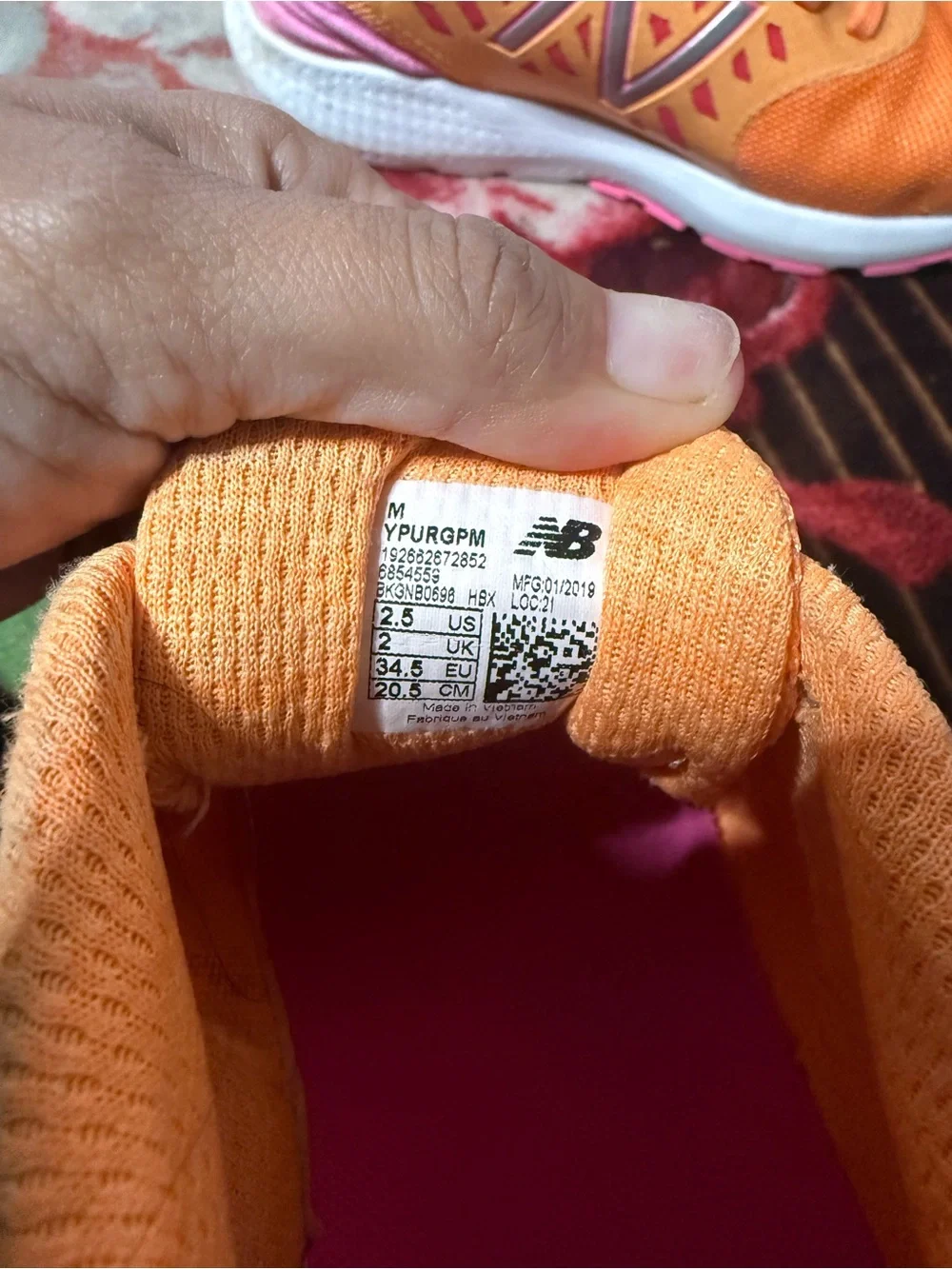 New Balance Kids Orange and Pink Athletic Sneakers
